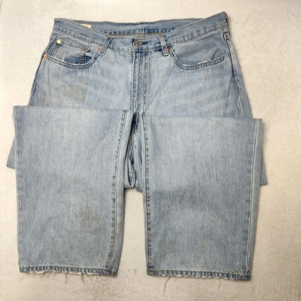 Levis 578 Jeans Mens 36x30 Blue Light Relaxed Premium Baggy Loose Distressed